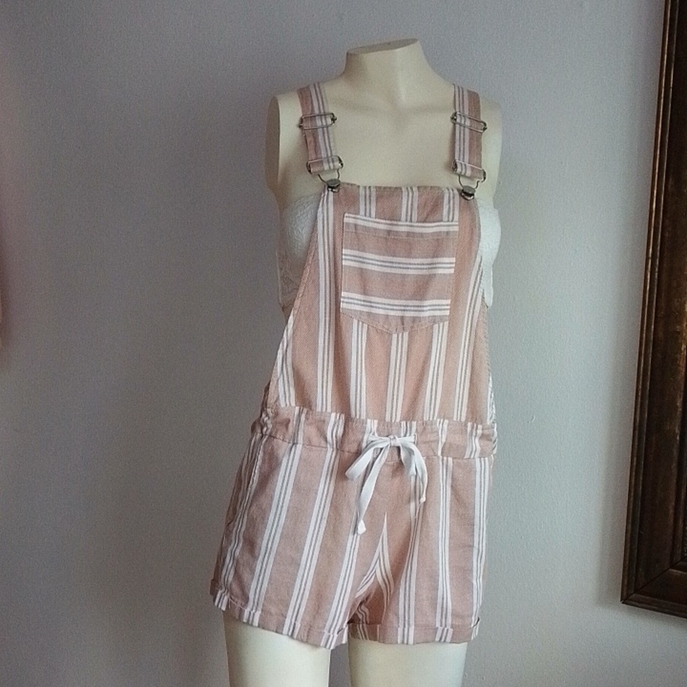 Striped Shorts Overalls